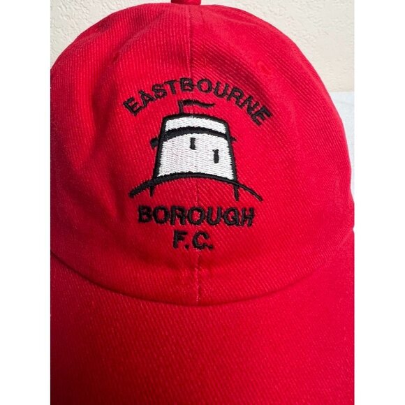 Eastbourne Borough F.C. Red Baseball Cap Adjustable Embroidered Logo Priory Lane - Picture 2 of 11